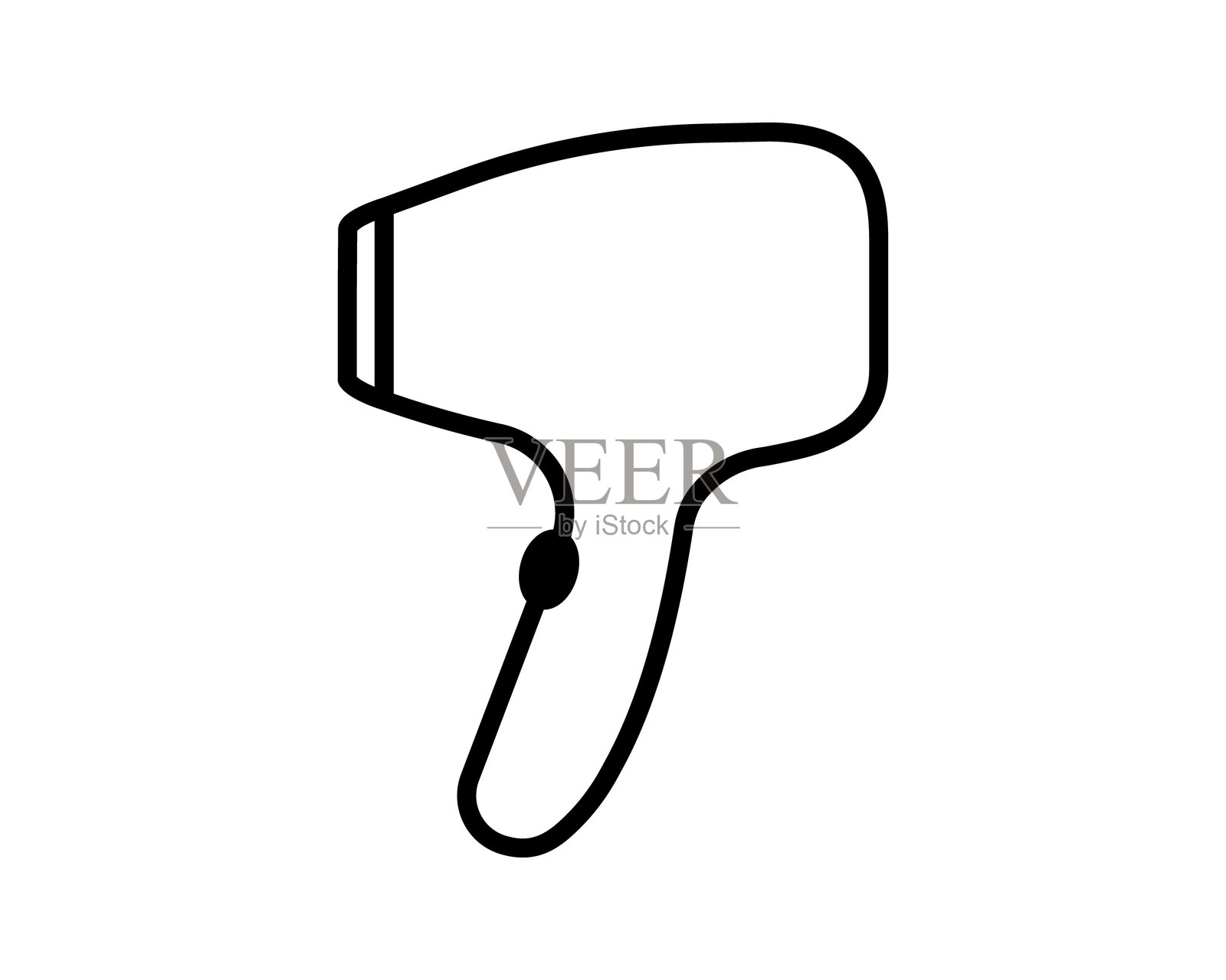 吹风机线条图标，时尚的理发师吹风机，用于吹干头发的电吹风插图。理发师造型工具。插画图片素材