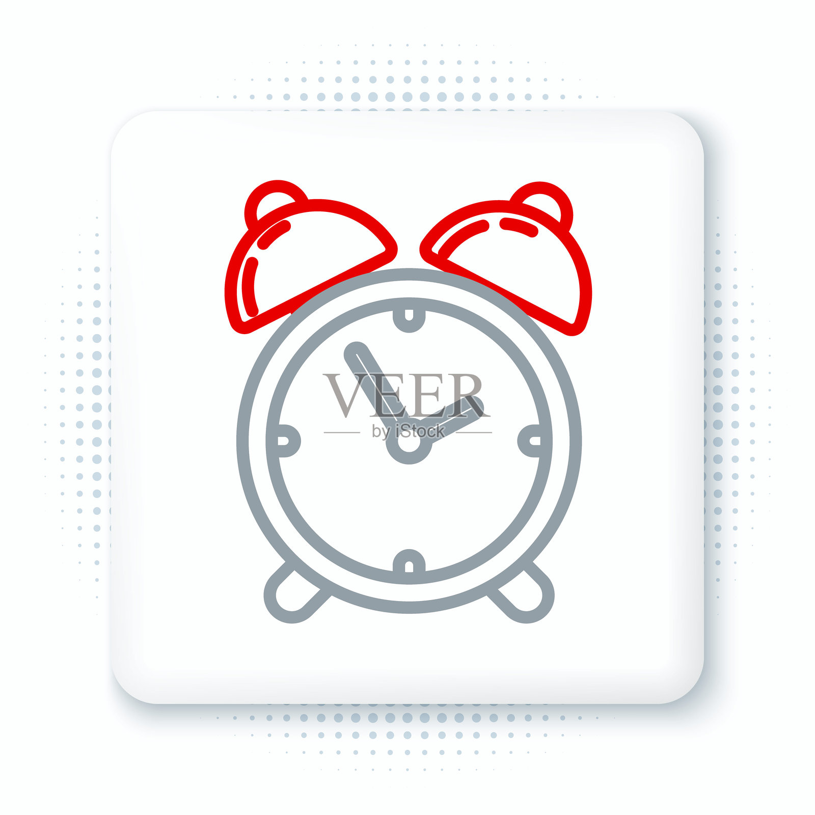 闹钟图标，独立于白色背景。唤醒，起床概念。时间标志。彩色轮廓概念。矢量图。插画图片素材