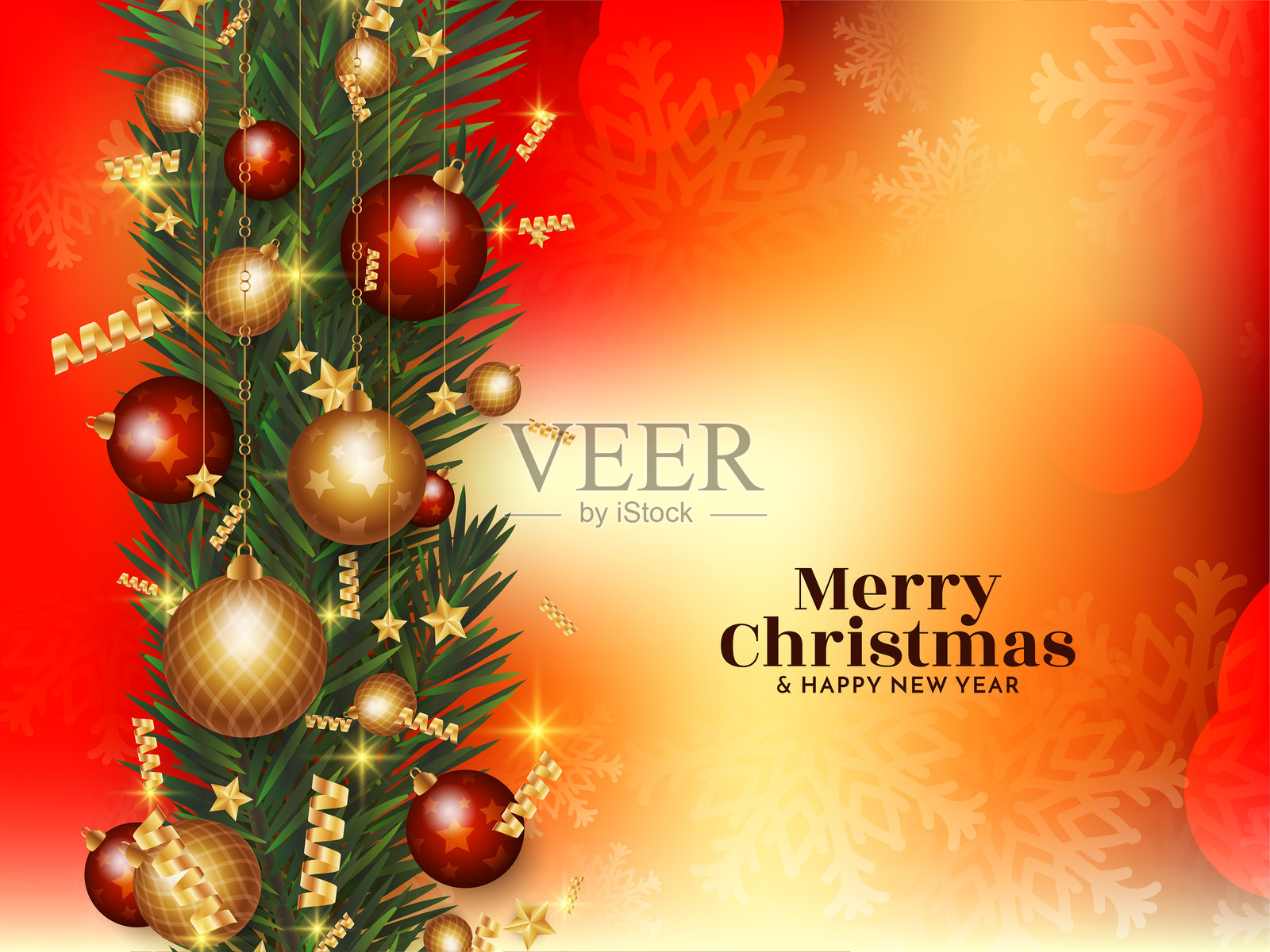 圣诞节快乐的节日装饰明亮红色背景设计插画图片素材