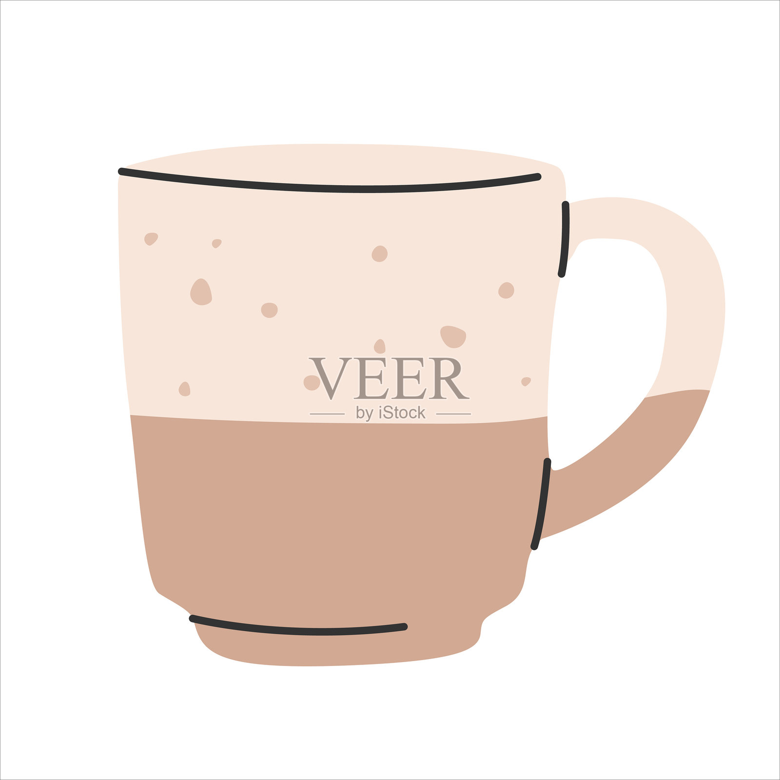 现代陶瓷茶杯涂鸦风格。珠宝设计元素矢量图。可爱的时尚餐具杯子符号，独立于白色背景。矢量插图 EPS10插画图片素材