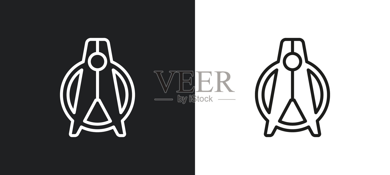 白色和黑色的衣夹轮廓图标。来自清洁系列的衣夹平面矢量图标，适用于网页、移动应用和用户界面。插画图片素材