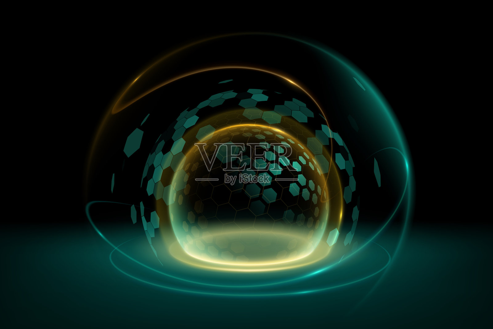 黑色背景上的保护光屏蔽效果插画图片素材