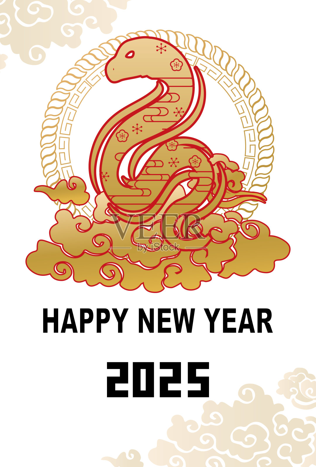 2025年蛇年贺卡插图素材插画图片素材