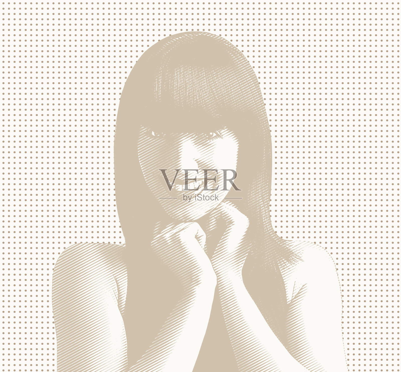 成功女性网红的极简风格矢量肖像插画图片素材