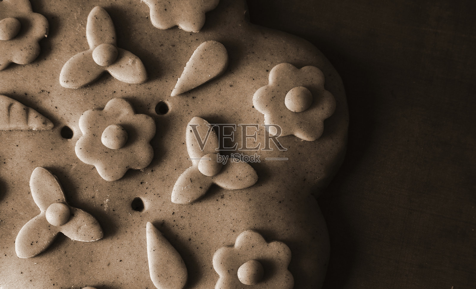 棕褐色调特写的饼干面团装饰照片摄影图片