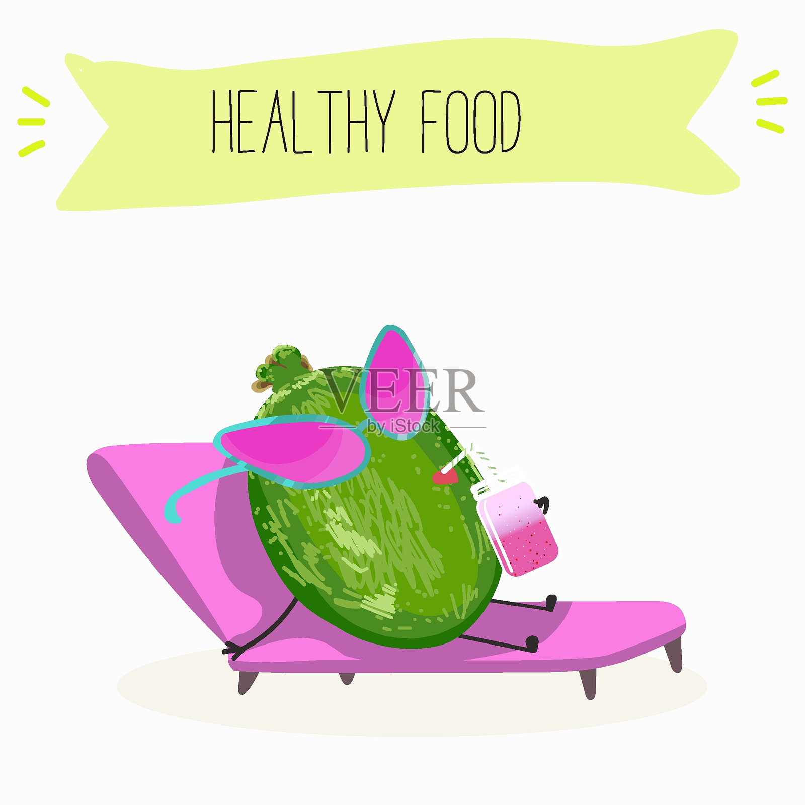 可爱的费约阿角色，搞笑的水果，进行不同活动。扁平矢量插图。有机食品，健康食品，儿童菜单插图，邀请函。插画图片素材