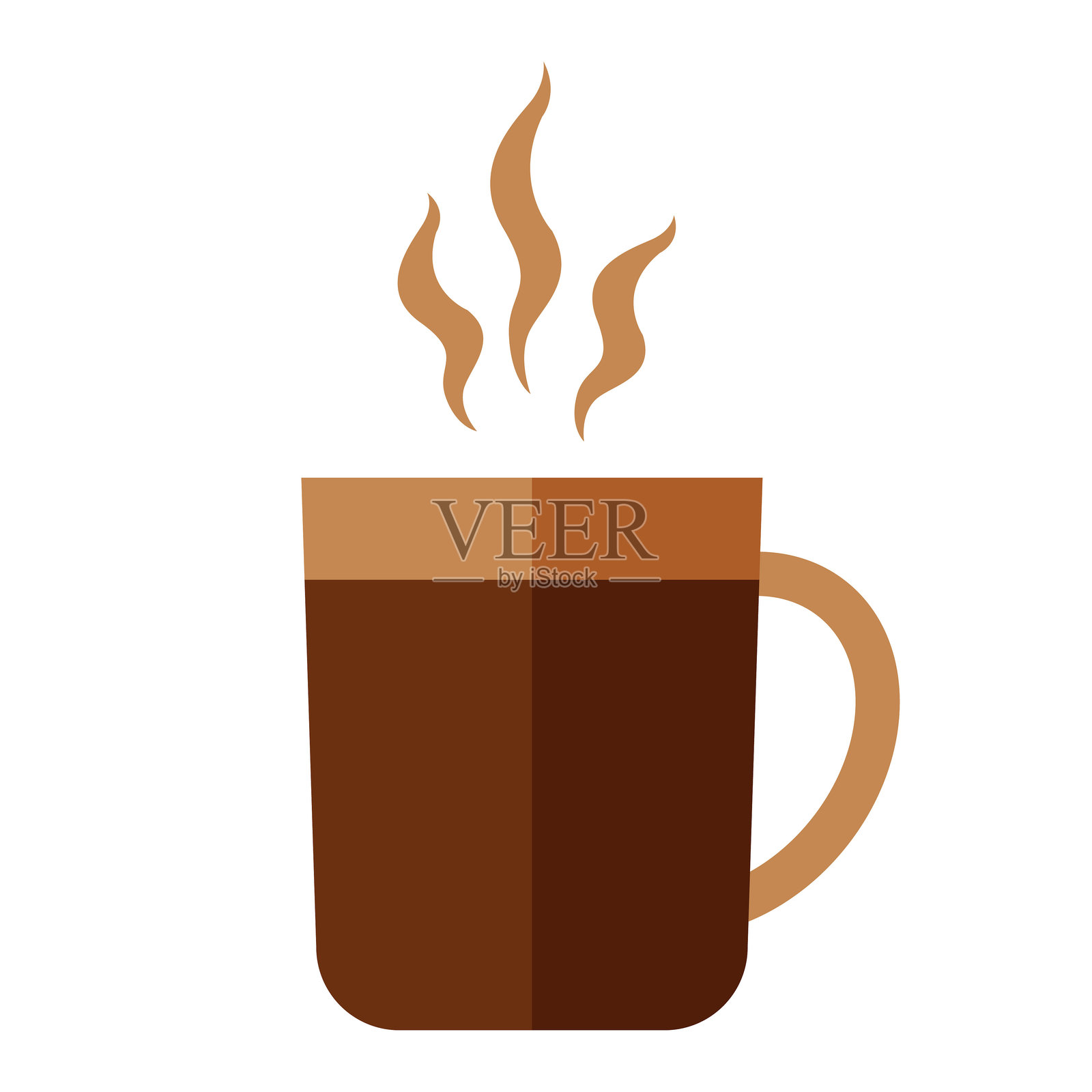 早晨的咖啡杯，唤醒你的清晨。侧面视角的咖啡杯。热餐厅的巧克力饮品香气四溢的杯子。EPS 10。插画图片素材