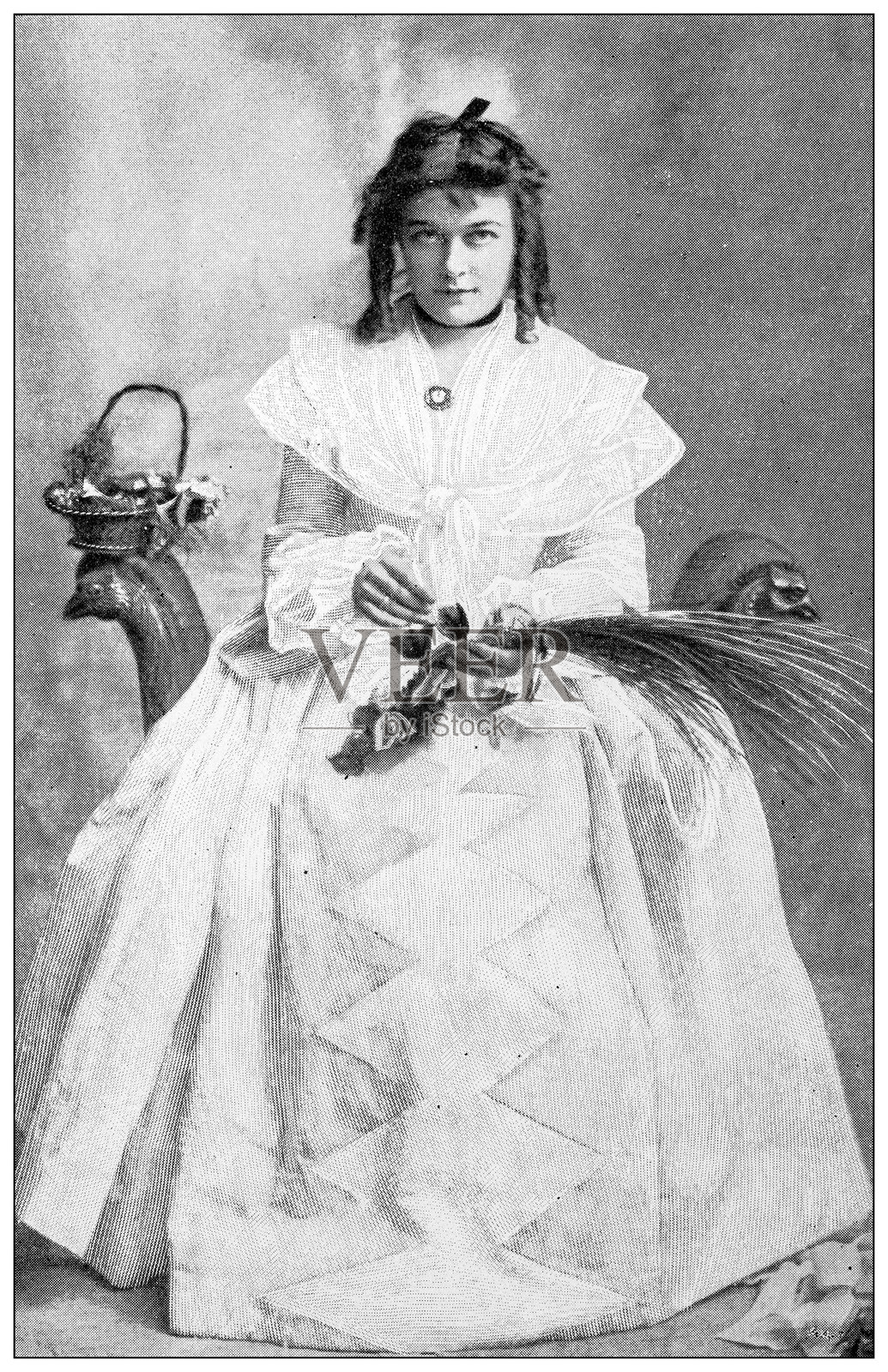 古董图像：表演，维维安·汤森，《村庄邮政局长》插画图片素材