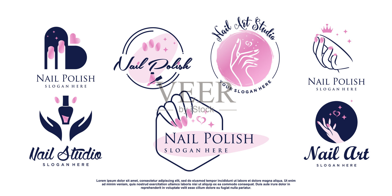 创意抽象概念的指甲油图标logo设计矢量图 高级矢量插画图片素材