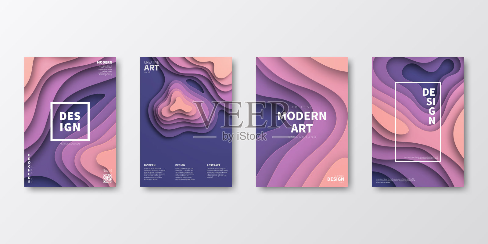 宣传册模板布局，紫色封面设计，商业年度报告，传单，杂志插画图片素材