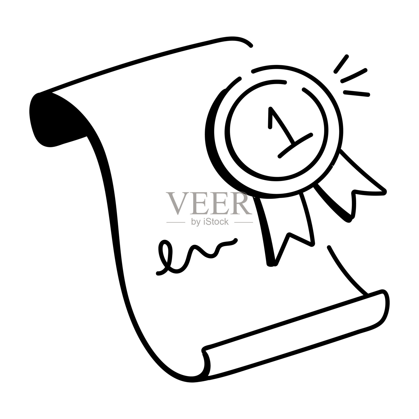 绘画风格的证书图标插画图片素材