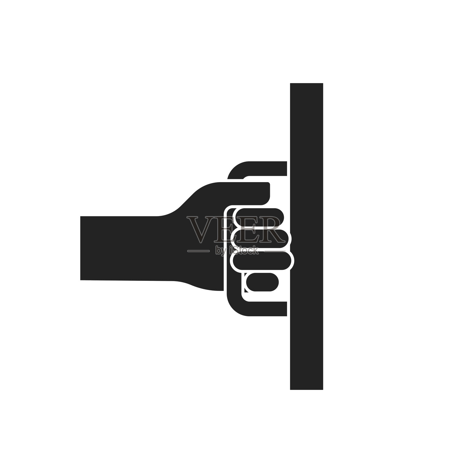 隔离的图标推拉门进出门、门口标签标志，插图中有手握门把手。插画图片素材