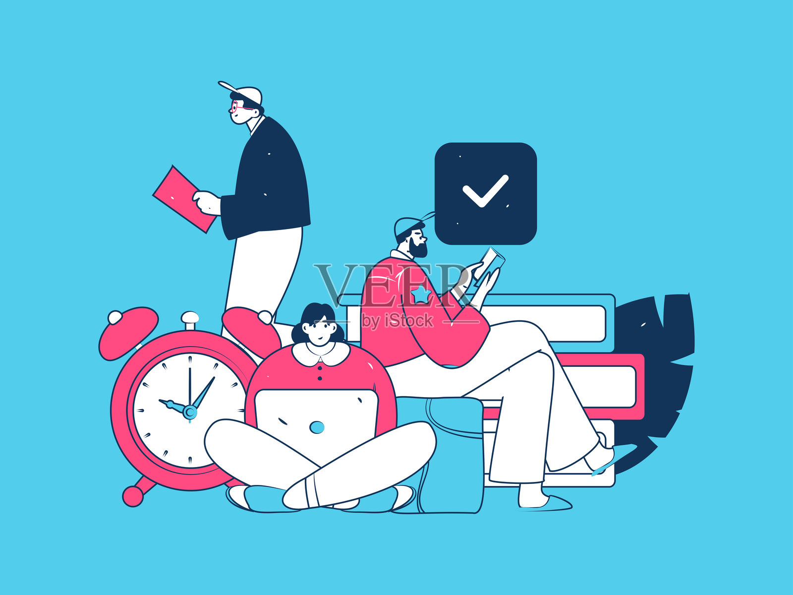 教育与学习的人物扁平矢量概念手绘插图插画图片素材