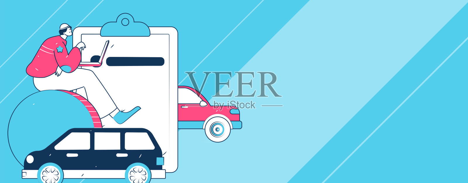 购买汽车保险的扁平角色矢量概念操作插图插画图片素材