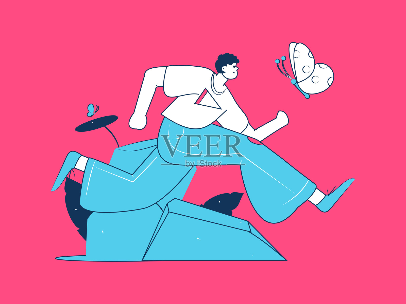 人们健康跑步的矢量插图，展示互联网操作插画图片素材