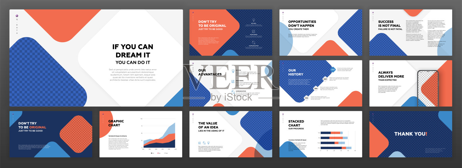 现代商业与建筑演示模板套件插画图片素材