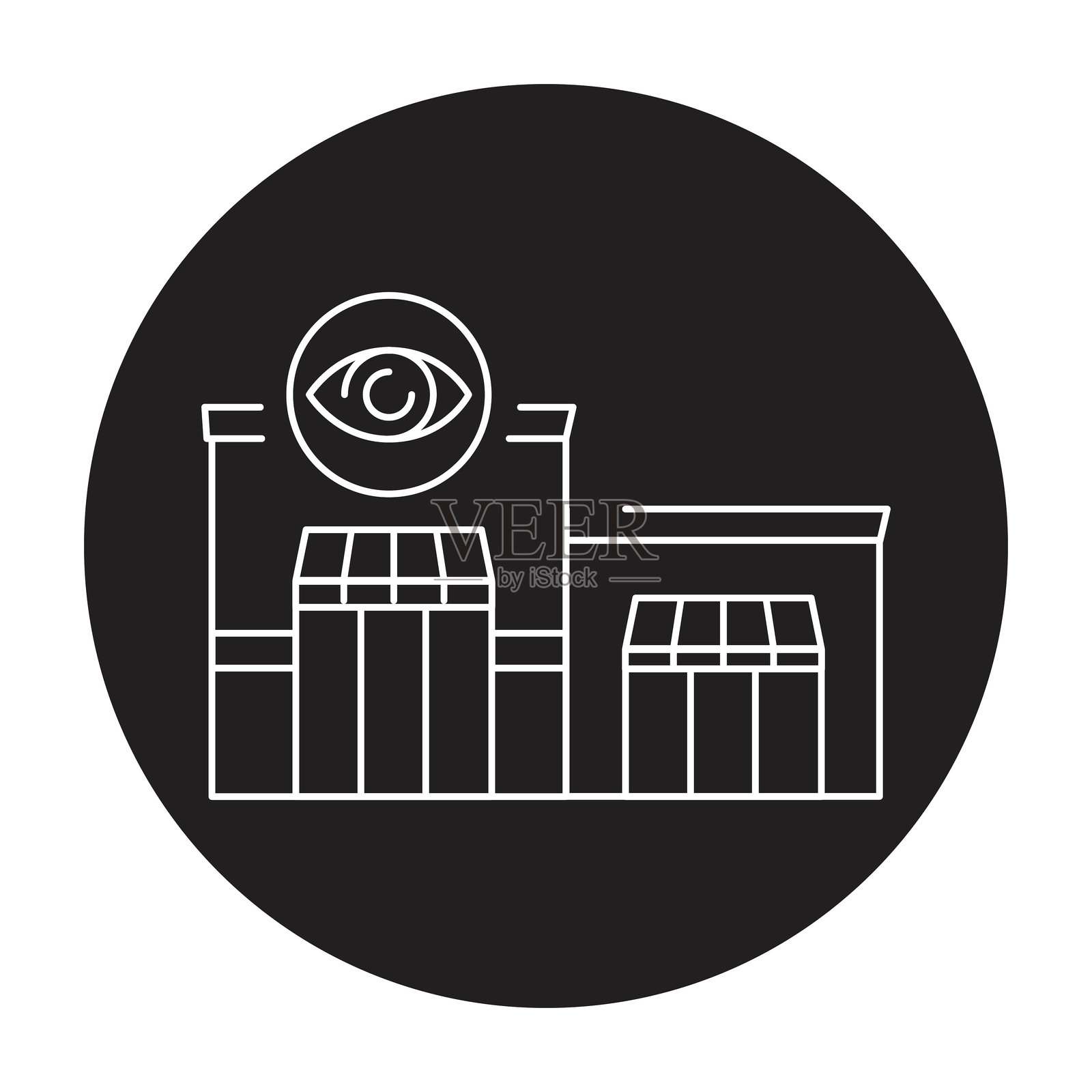 眼科中心黑色线条图标。插画图片素材