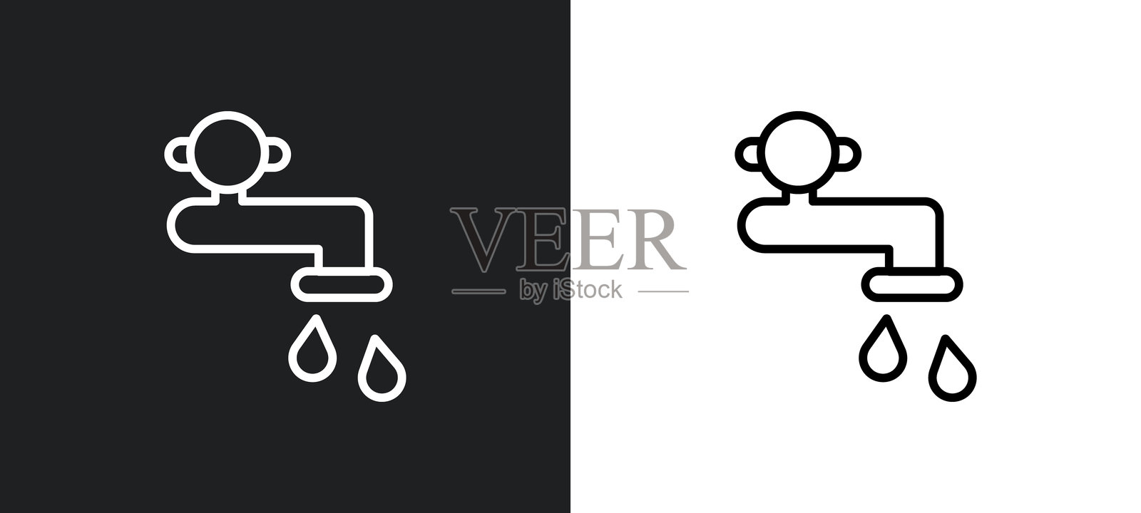 白色和黑色的水龙头轮廓图标。来自农业系列的水龙头平面矢量图标，适用于网页、移动应用和用户界面。插画图片素材