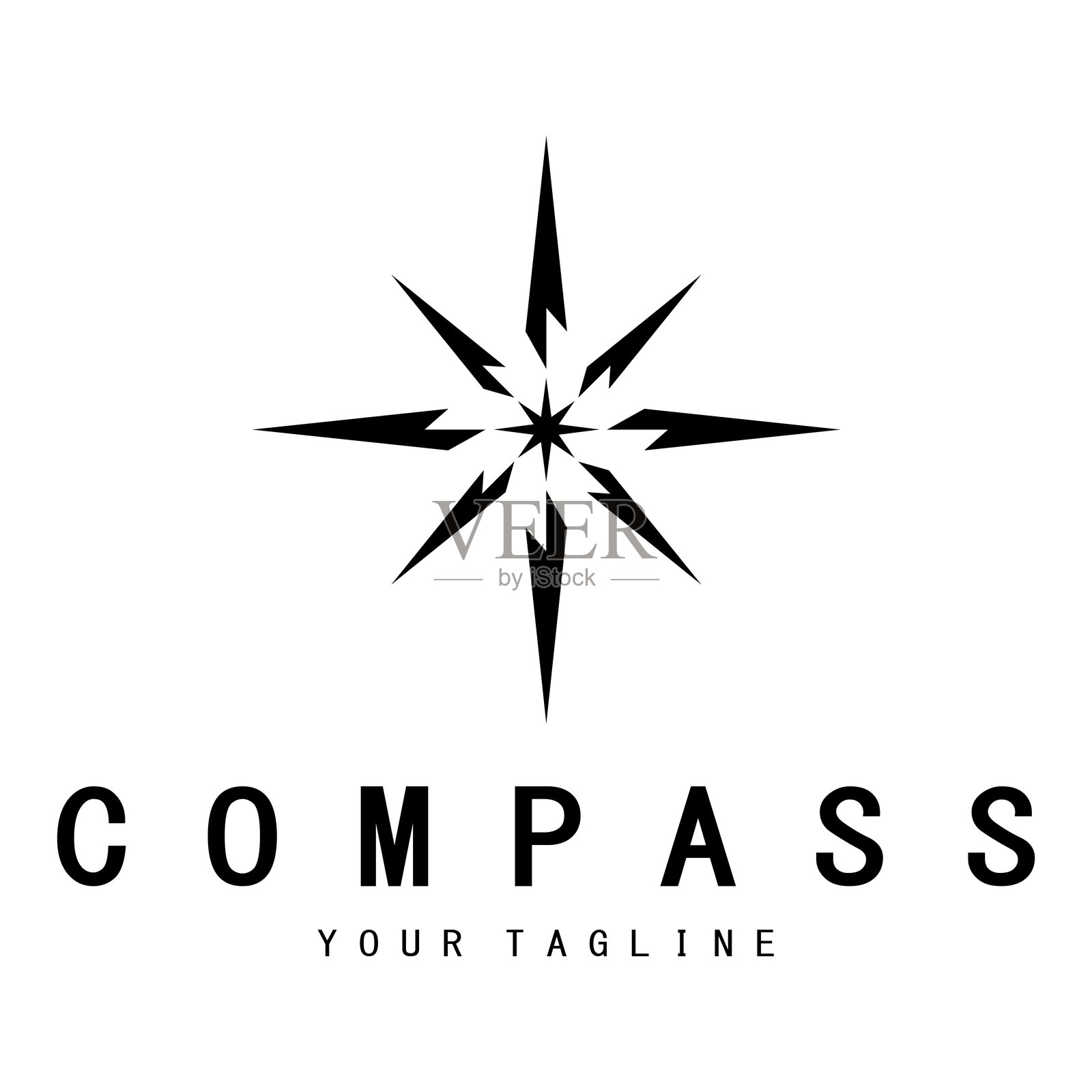 现代扁平化指南针图标，独立于背景。适用于商业、营销和互联网概念的时尚简单矢量符号，适合网站设计或移动应用按钮的logo插图。插画图片素材