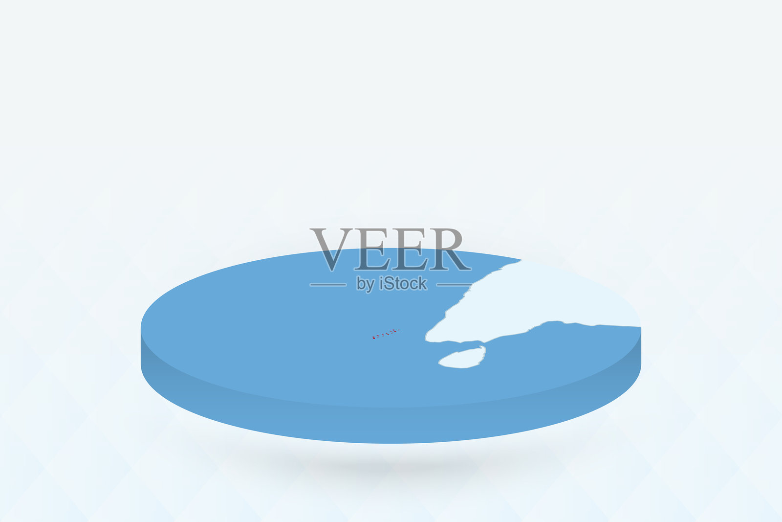 3D等距地图突出显示马尔代夫，标记为红色。插画图片素材