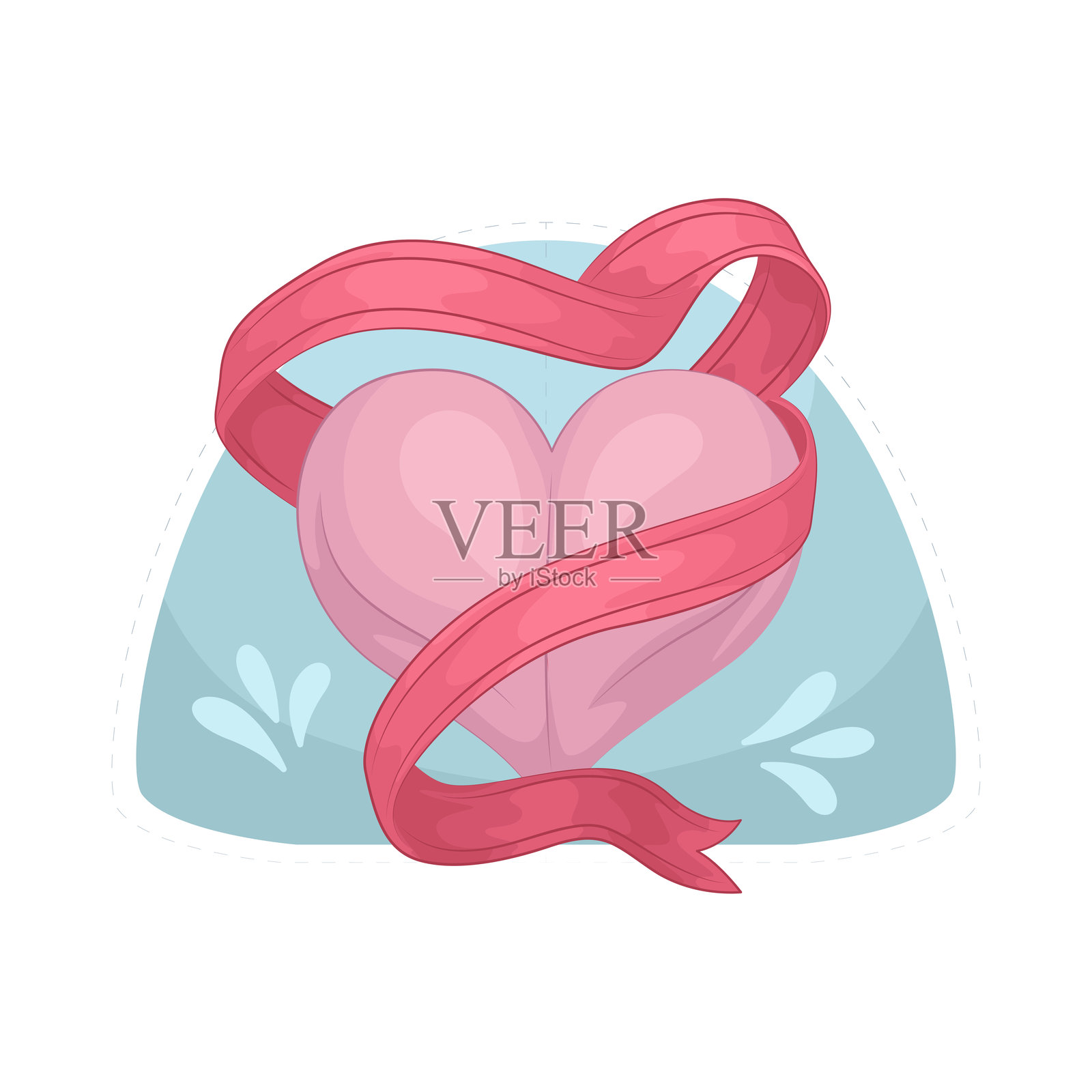 带丝带的心形图案插画图片素材