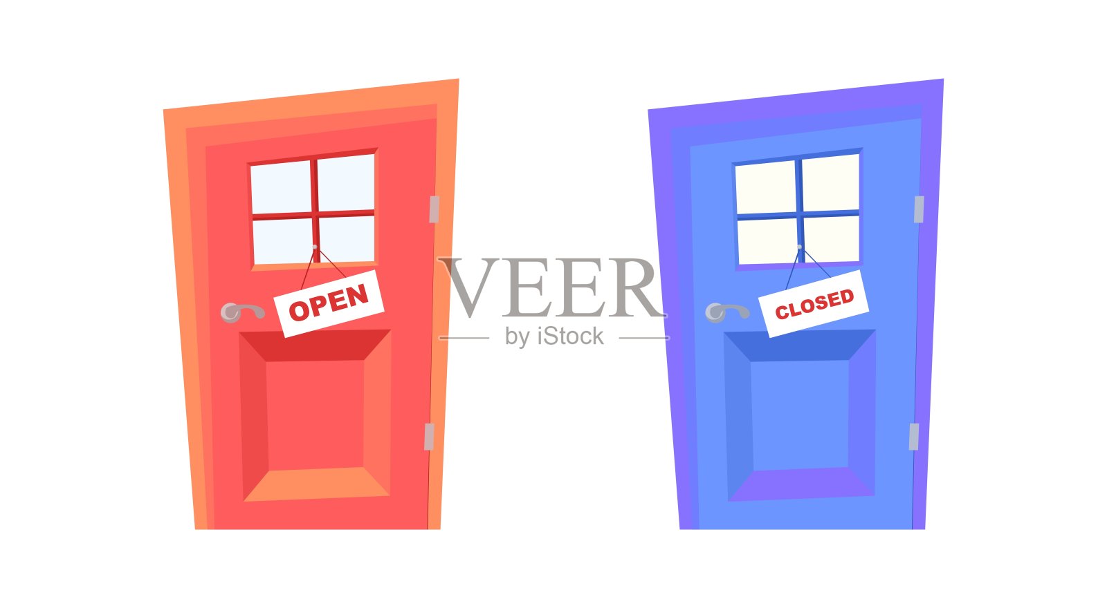 卡通风格的开关门套装插画图片素材