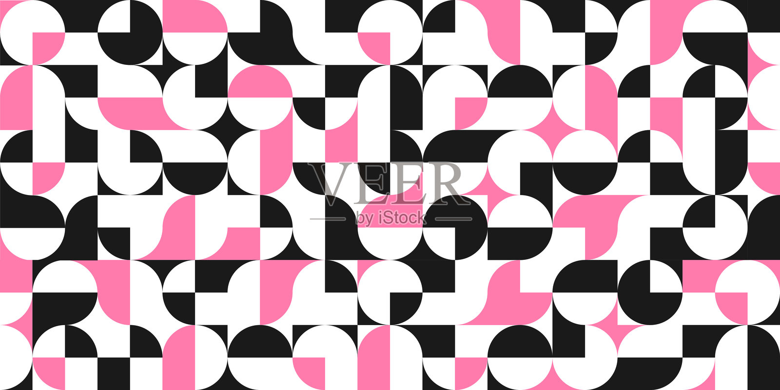 粉色和黑色几何圆形图案印刷背景插画图片素材