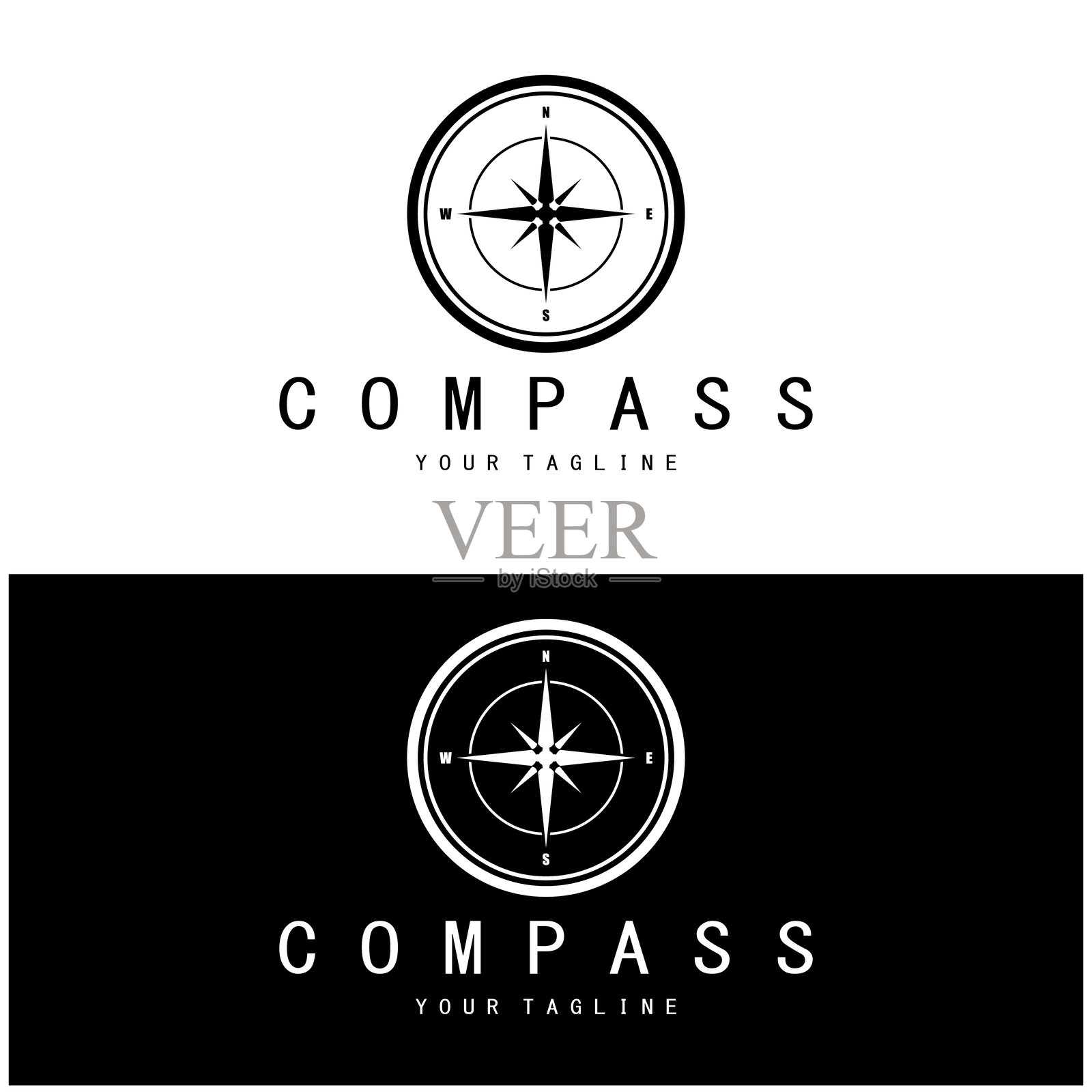 现代扁平化指南针图标，独立于背景。适用于商业、市场营销和互联网概念的时尚简单矢量符号，适合网站设计或移动应用按钮的logo插图。插画图片素材