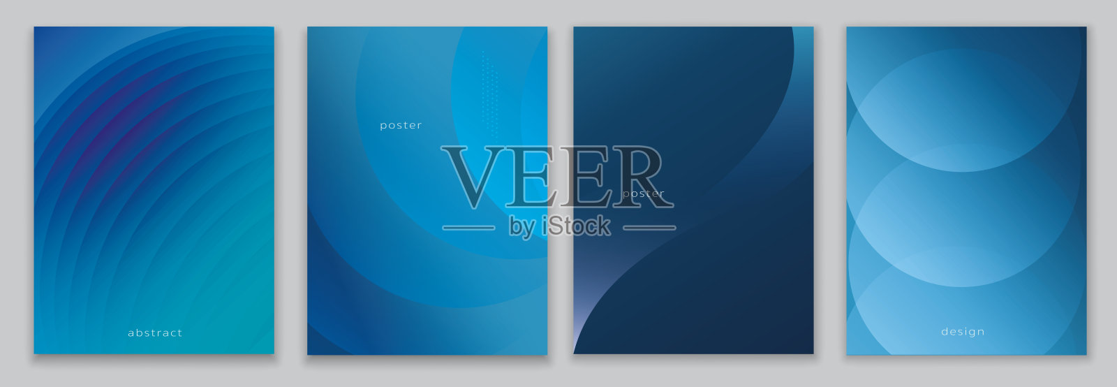 抽象渐变形状圆形的海报或壁纸集合。宣传册横幅传单模板。蓝色背景封面。矢量背景。图形设计。演示文稿留白。插画图片素材
