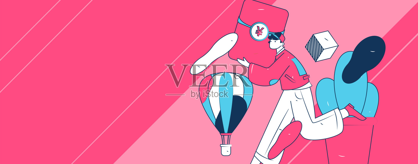 人们健康跑步的矢量插图，展示互联网操作插画图片素材