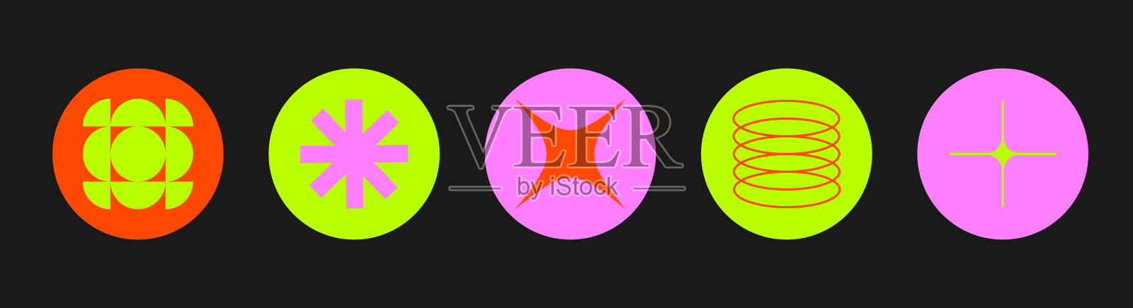 一套新现代几何贴纸和印章插画图片素材