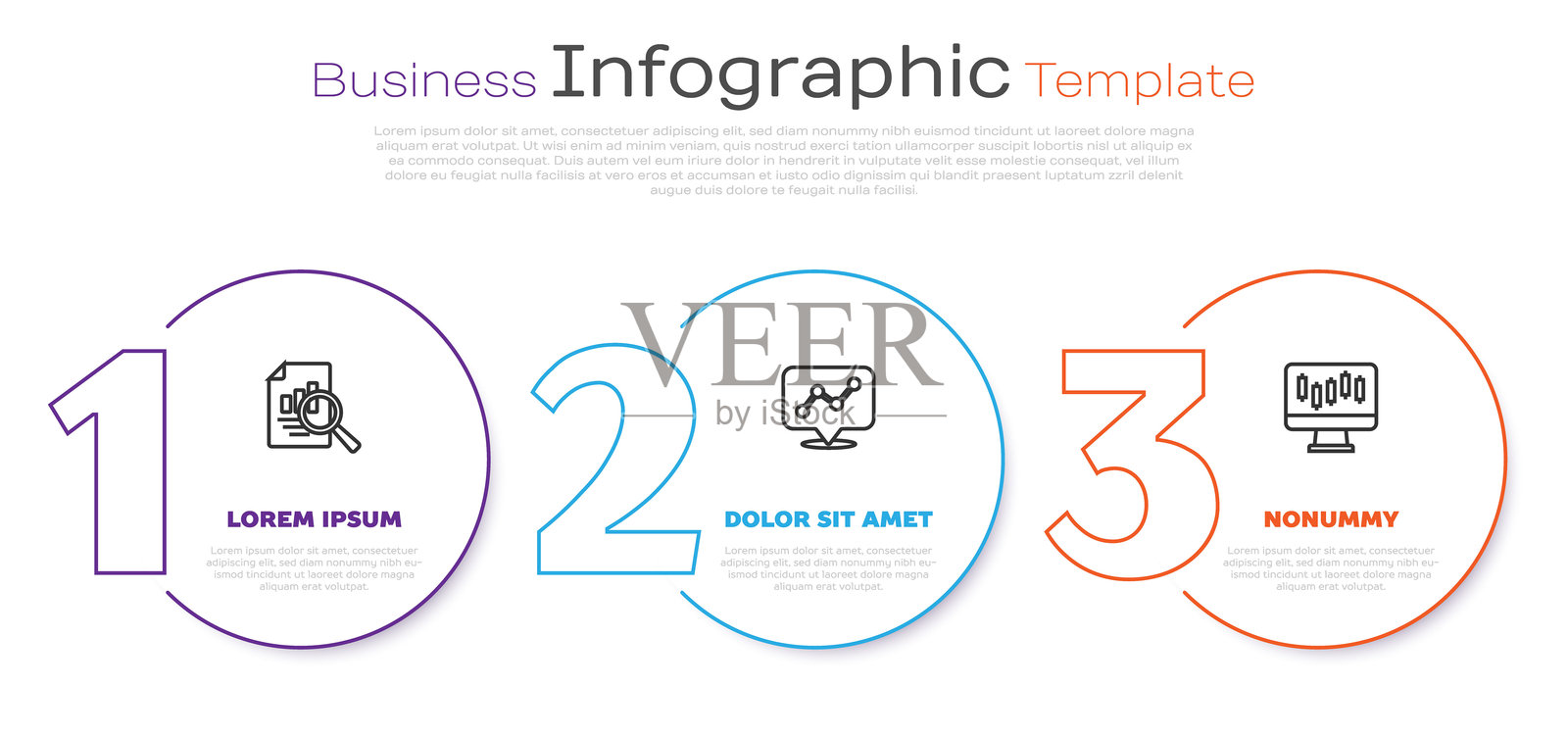 带有图表的文档，图形信息图和股票市场增长图表。商业信息图模板。矢量图。插画图片素材