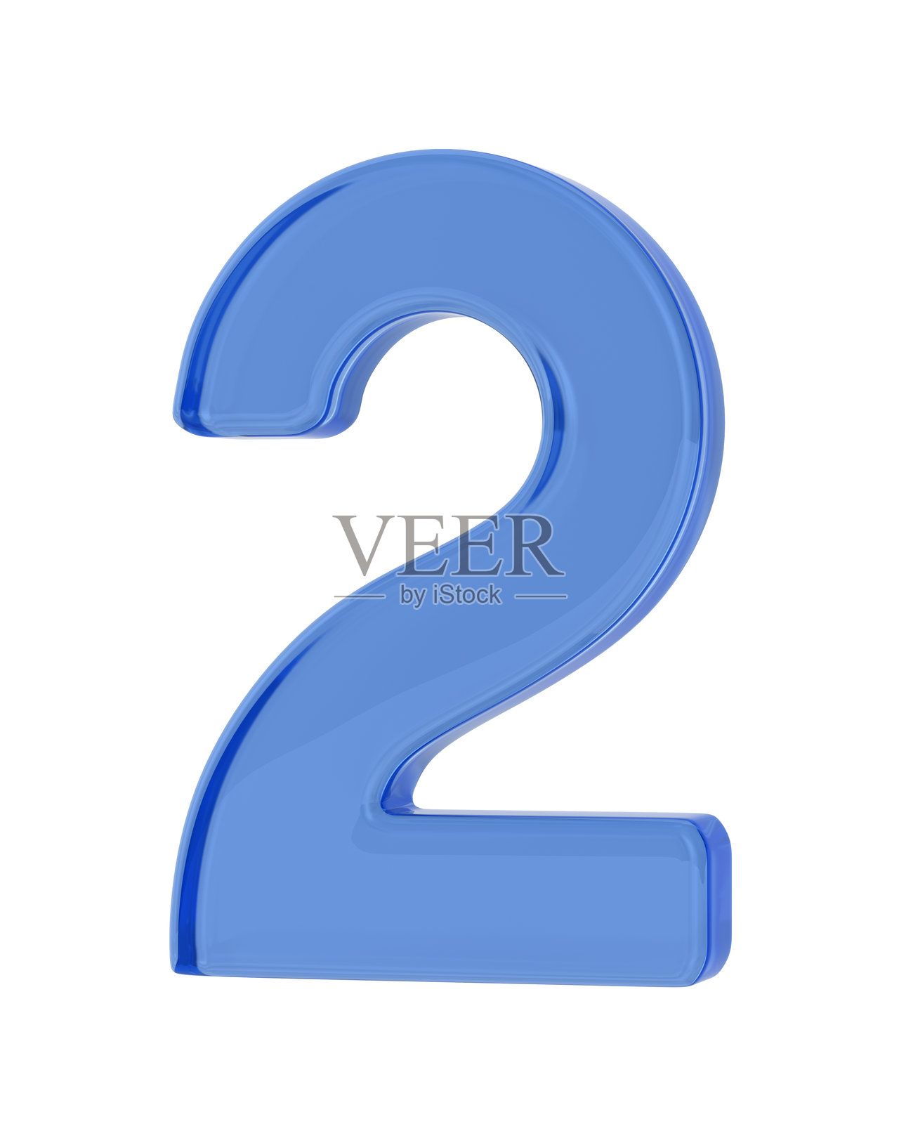 白色背景上的数字二。孤立的3D插图照片摄影图片