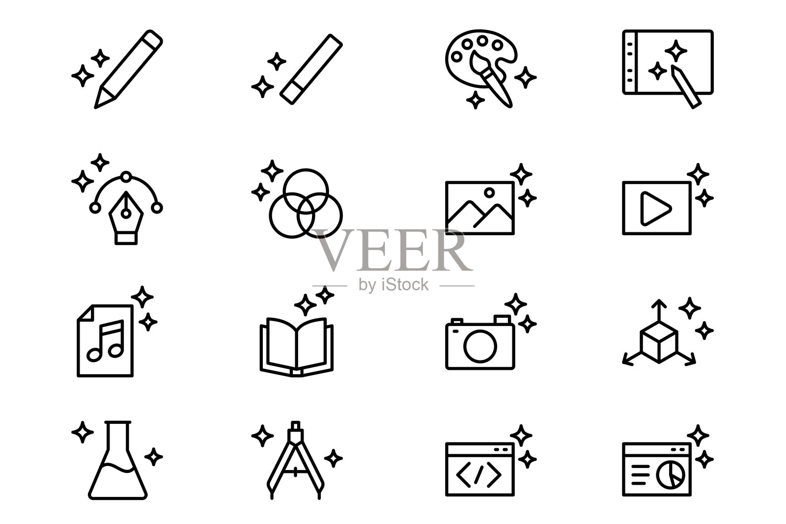 创意图标集，矢量线性图标。插画图片素材