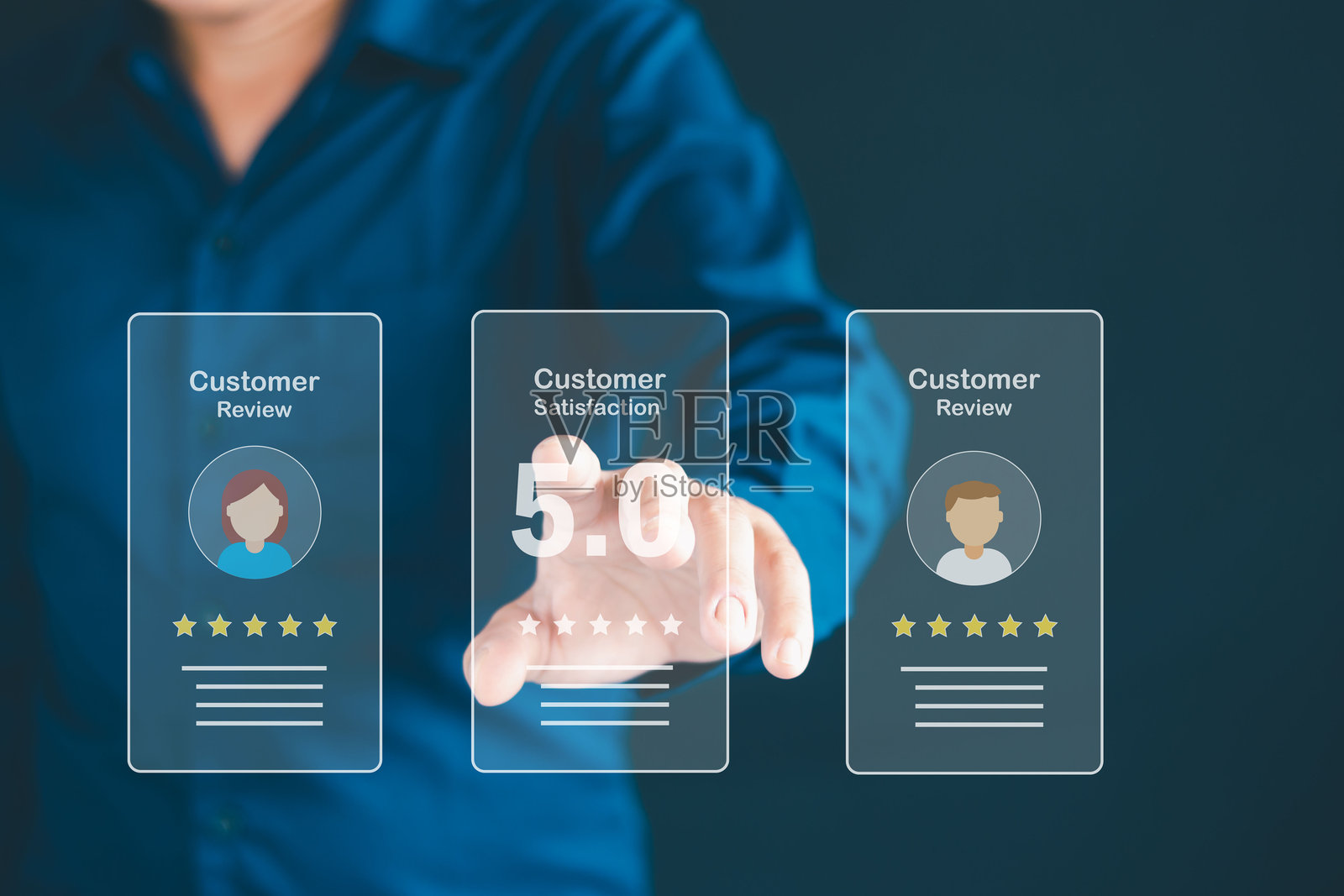 用户对他们的体验进行评分。顾客评估服务质量，从而影响商业声誉排名。照片摄影图片