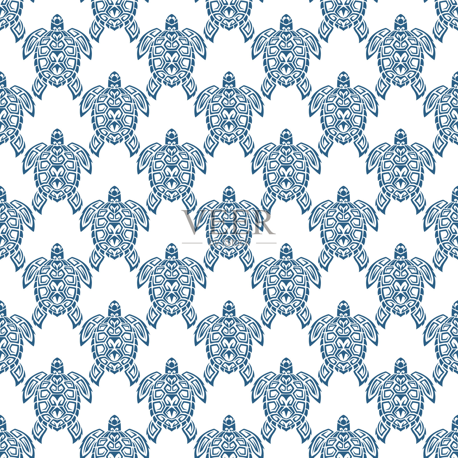 无缝海龟图案。海洋生物。毛利图案。时尚背景。插画图片素材