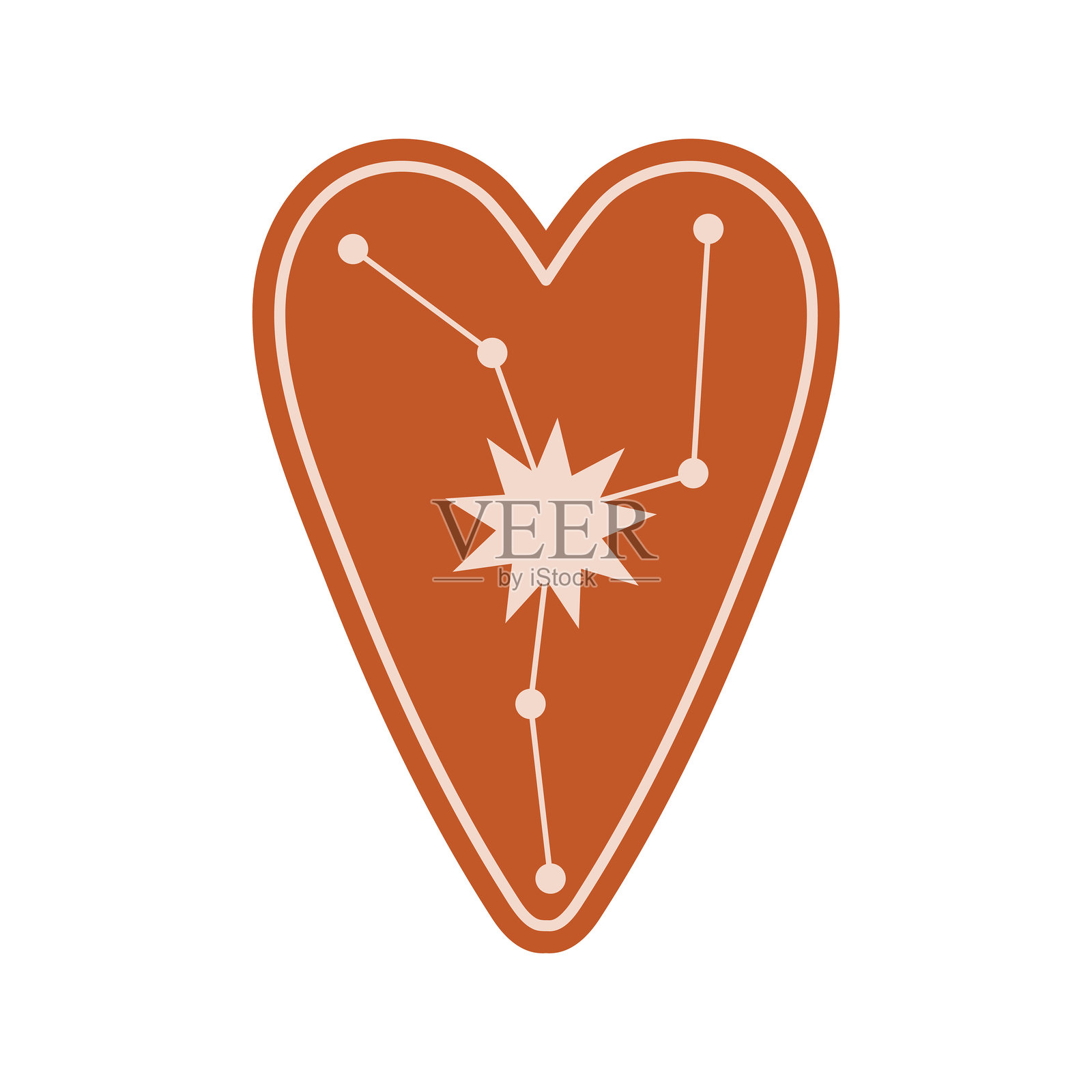 带有星星和星座图案的心形设计。星空。宇宙、星星和星团的神奇设计。适用于吊坠、贴纸、盘子和护身符的设计。宇宙元素。插画图片素材