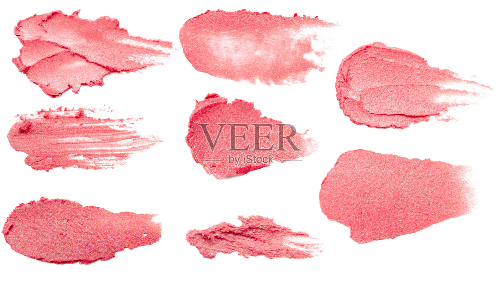 粉色奶油膏的涂抹，药膏，置于空白背景上。孤立。照片摄影图片