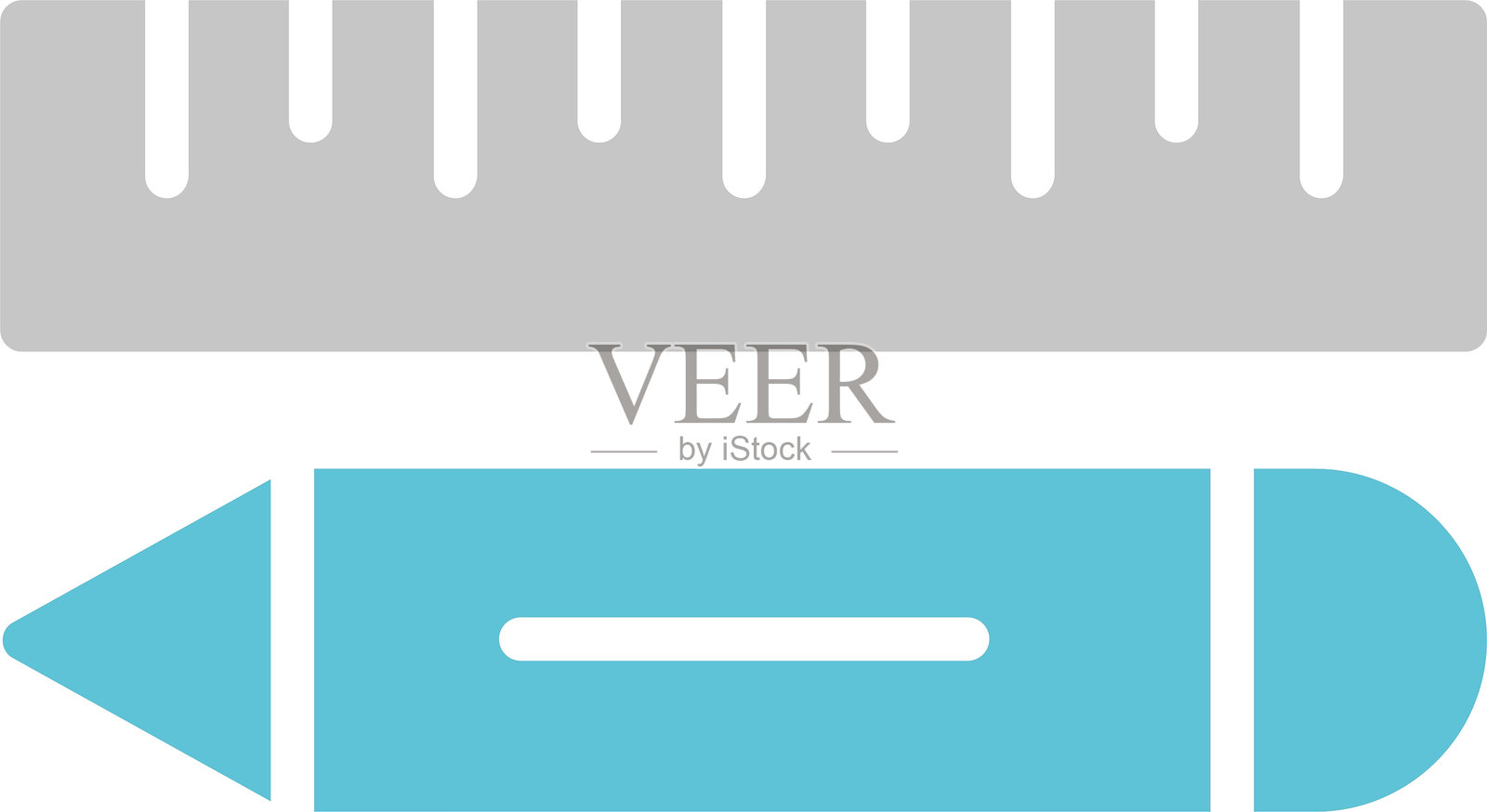 双色图标的尺子符号插画图片素材