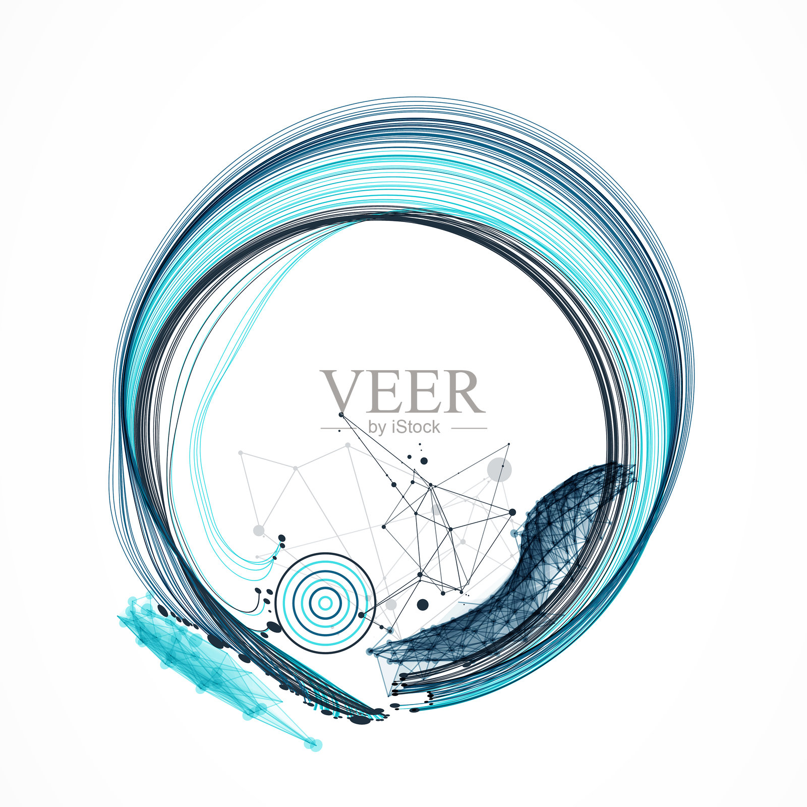 抽象的彩色背景，交错着许多线条。手绘矢量插图。插画图片素材