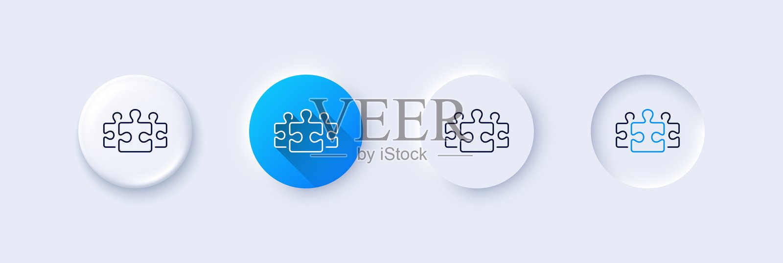 拼图块线条图标。拼图游戏挑战标志。线条图标。矢量图。插画图片素材