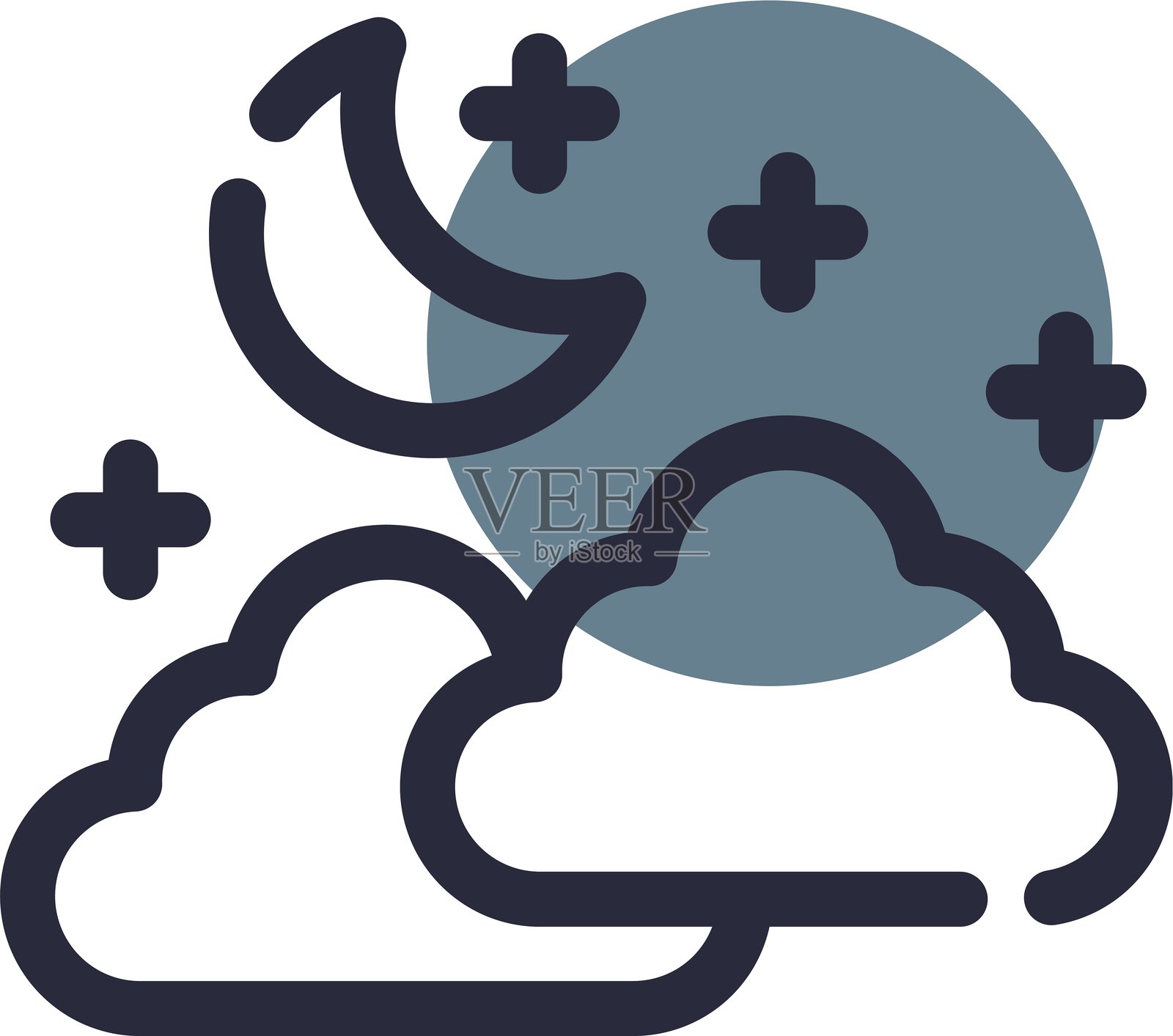 夜间天气图标插画图片素材