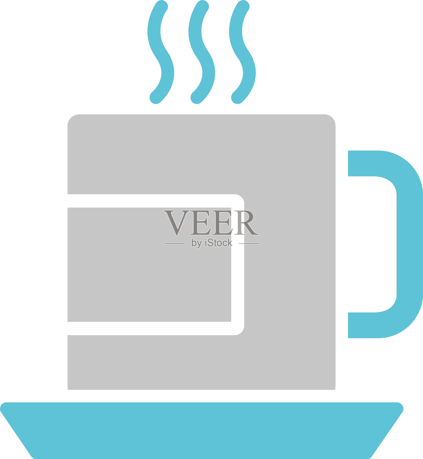 茶杯图标双色设计插画图片素材