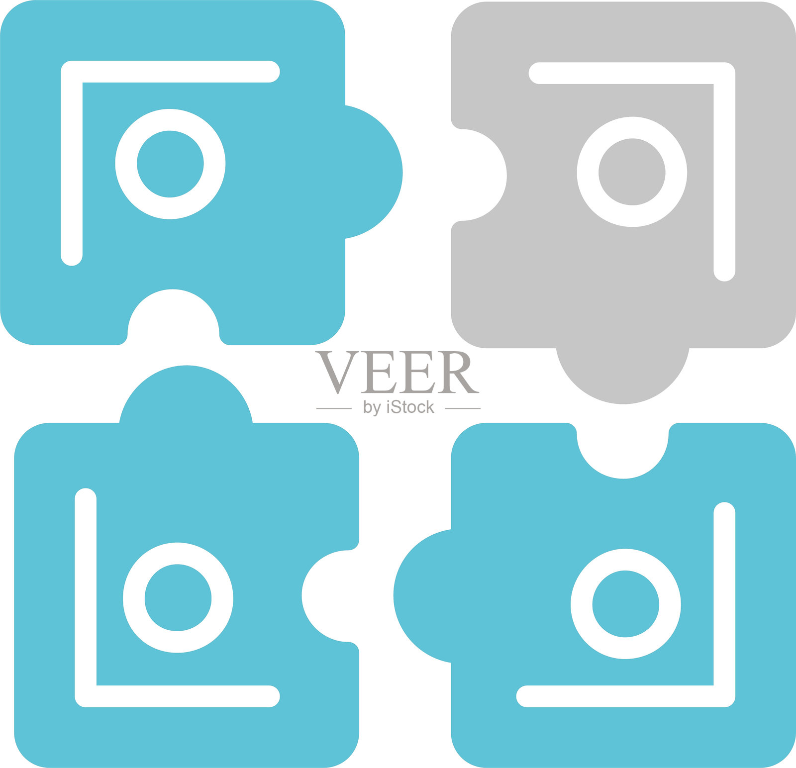 拼图图标，双色设计插画图片素材