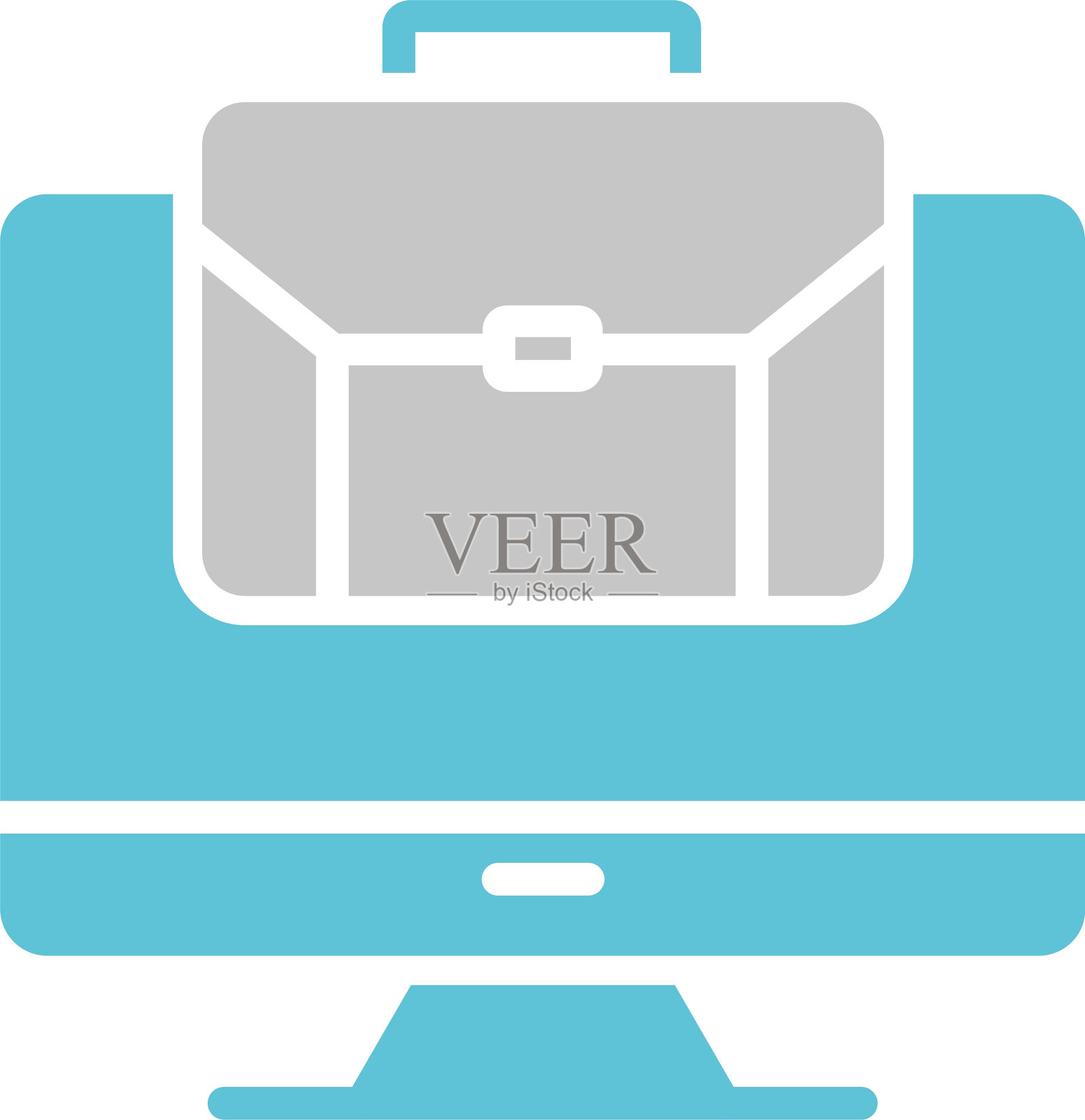 双色图标的公文包符号插画图片素材