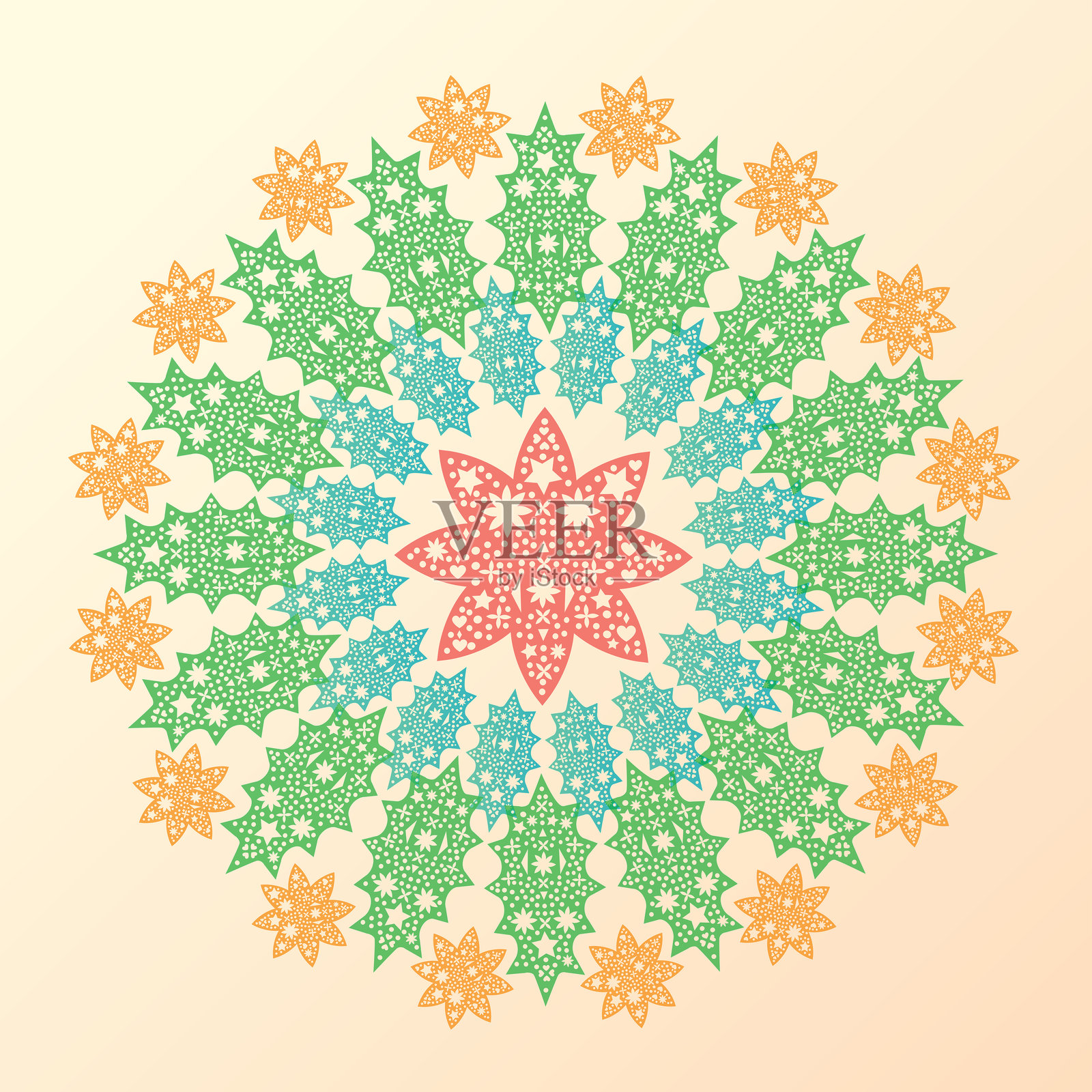 彩色叠加的圣诞花环插画图片素材