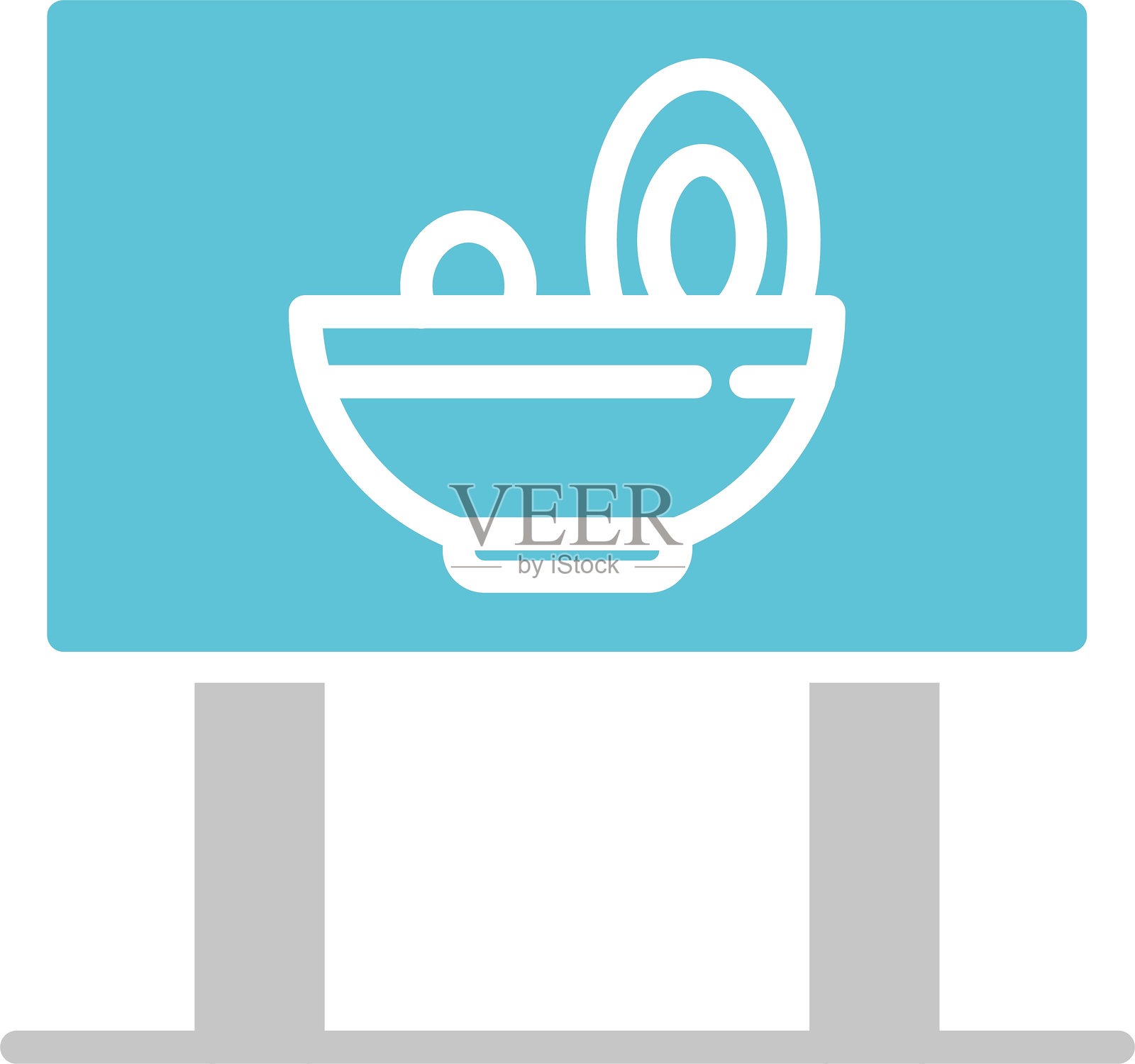 双色图标的广告牌字形插画图片素材