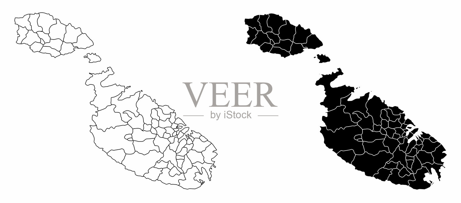 马耳他行政区划地图插画图片素材