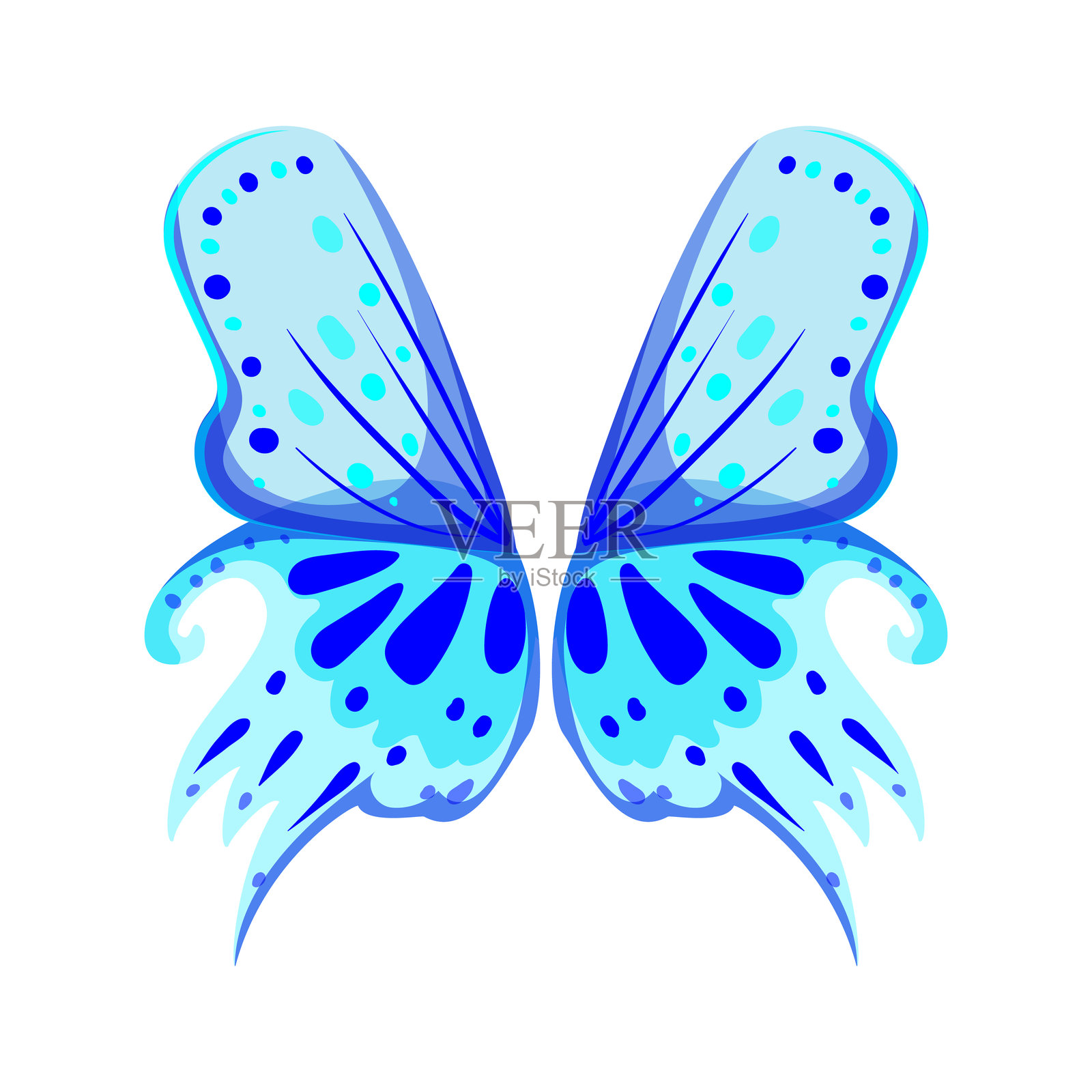 彩虹色的仙女翅膀卡通矢量插图插画图片素材