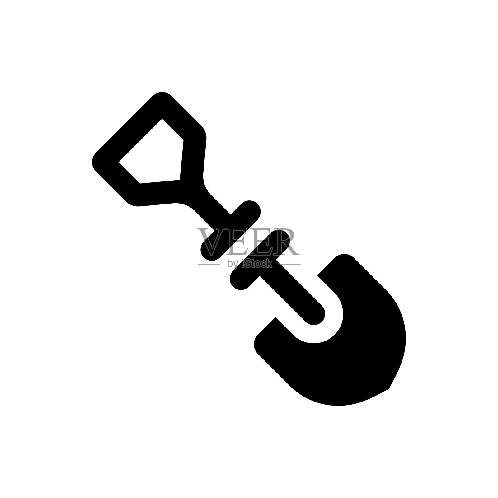 黑色背景上的铲子图标插画图片素材